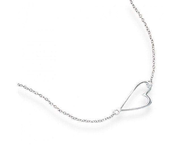 silver sideways heart necklace