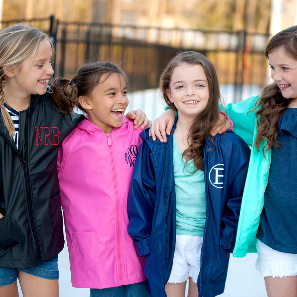 Monogrammed store rain jackets