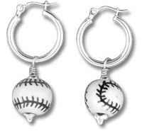 sterling silver softball earrings