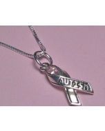 Autism Awareness Ribbon Sterling Silver Necklace