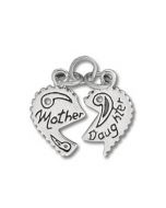 Mother Daughter 2-Piece Heart Sterling Silver Charm