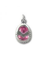 Pink CZ Sterling Silver Easter Egg Charm
