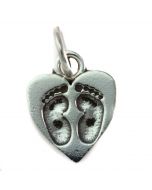 Baby Feet Footprints in Heart Sterling Silver Charm