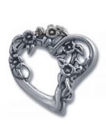 Floating Heart with Flowers (Pansy) Sterling Silver Charm