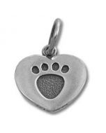 Paw Print in Heart Sterling Silver Charm