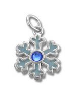Blue Enamel & Crystal Snowflake Sterling Silver Charm