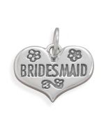 Bridesmaid Wedding Heart Sterling Silver Charm
