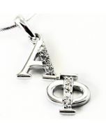 Alpha Phi Diamond Diagonal Lavalier Pendant for Necklace