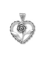 Sterling Silver Rose Heart Charm