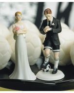 Soccer Player Groom and Bride Cake Topper Set