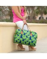 Personalized Navy & Green Palm Leaf Weekender Travel Bag