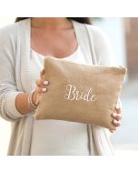 Monogrammed Burlap Bride Clutch Bag