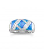 CZ Sterling Silver Blue Opal Ring