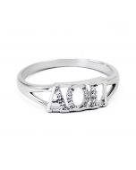 Alpha Omicron Pi Greek Letter Ring with Diamonds