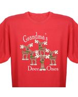 Reindeer Deer Ones Christmas Personalized Red Shirt with Kids Names