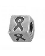 Awareness Ribbon 4mm Square Sterling Silver Bead