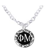 Phi Mu Damask Chain Link Necklace