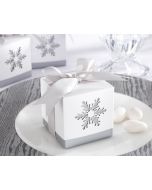 Silver Winter Snowflake Favor Boxes - Set of 24