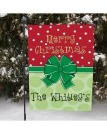 Personalized Bow Merry Christmas Garden Flag