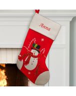 Personalized Red Snowman Christmas Stocking