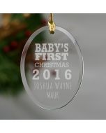 Personalized Baby's First Christmas Glass Christmas Tree Ornament