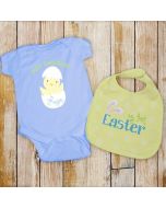 Boys My First Easter Personalized Baby Onesie Bodysuit and Bib Gift Set