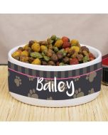 Personalized Paw Print Pet Food Bowl - Choose Your Color