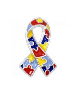 Autism Awareness Puzzle Ribbon Enamel Pin Brooch