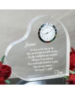 Anniversary Engraved Heart Clock Paperweight Keepsake