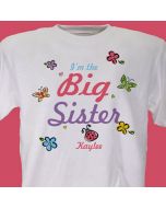 Big, Middle or Little Sister Butterfly Personalized Girls T-Shirt