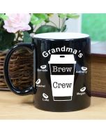 Personalized Brew Crew Colored Coffee Mug with Names