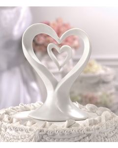 Porcelain Hearts Wedding Cake Topper