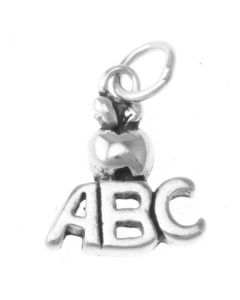 ABC Apple School Teacher Sterling Silver Charm