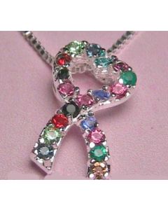 Autism Awareness Ribbon Heart Crystal Necklace