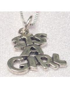 It's a Girl Sterling Silver Pendant Necklace
