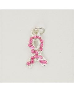 Breast Cancer Awareness Ribbon Pink Swarovski Crystal Charm