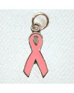 Breast Cancer Awareness Pink Ribbon Enamel Charm