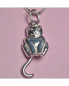 Cat with Movable Tail Sterling Silver Necklace