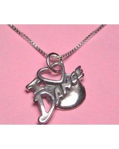 I Love Dance Sterling Silver Charm Necklace