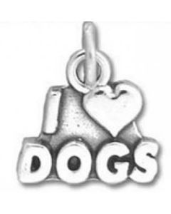 I Love Dogs Sterling Silver Charm