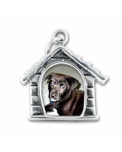 Dog House Photo Picture Frame Sterling Silver Charm