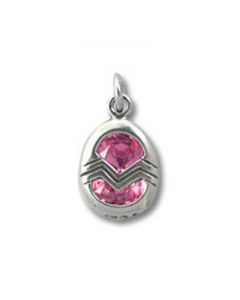 Pink CZ Sterling Silver Easter Egg Charm
