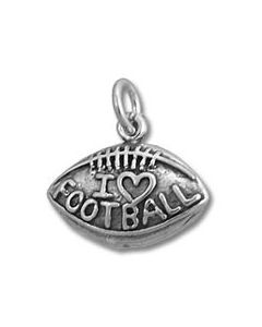 I Love Football Sterling Silver Charm