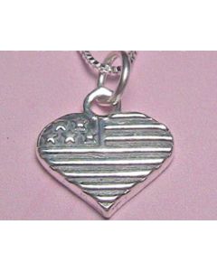 Sterling Silver Heart Flag Pendant Necklace