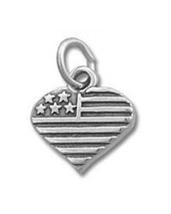 Flag Heart Sterling Silver Charm