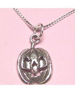 Halloween Jack O'Lantern Charm Sterling Silver Necklace