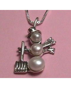 Snowman Pearl Sterling Silver Necklace
