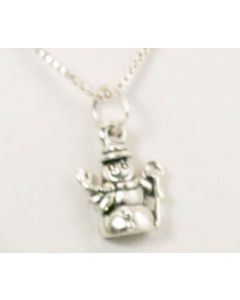 Snowman Charm Sterling Silver Necklace