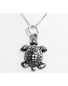 Antiqued Silver Turtle Necklace