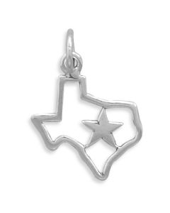 State of Texas Star Sterling Silver Charm